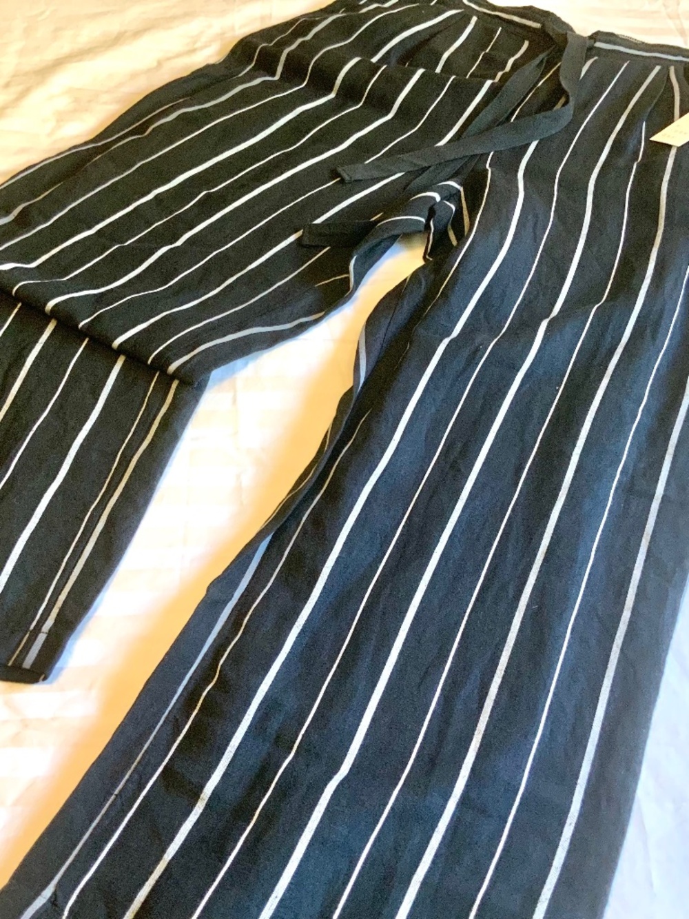 NEW! PLUS SIZE! Linen Pants Wide Leg Striped Baggy Size XXL Rayon Slouchy